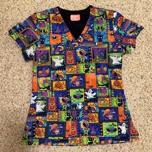 Ava Therese Halloween Scrub Top